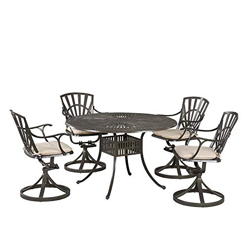 Homestyles 6661-325C 5 Piece Outdoor Dining Set, 48" Table, Khaki Gray #TOP30
