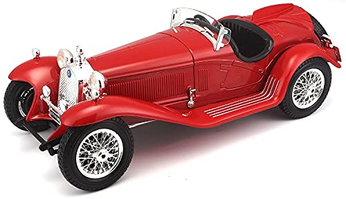 Bburago 2011 Alfa Romeo 8C 2300 Spider Touring Vehicle (1/18 Scale), Red/Black #TOP5