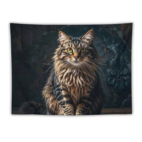 Tapisserie murale chat mignon en polyester FHESDCW pour décoration salon