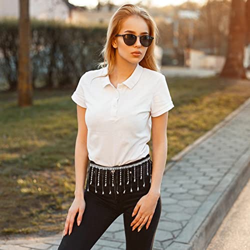 Jmzothie Rhinestone Ribbon Tassel Chain -Rhinestone Fringe Trim- Clear Crystal Rhinestone Cup Chain- Silver Crystal Rhinestone Chain Trim For Wedding Party Necklace Diy Decoration （1 Yard 36In) #TOP3