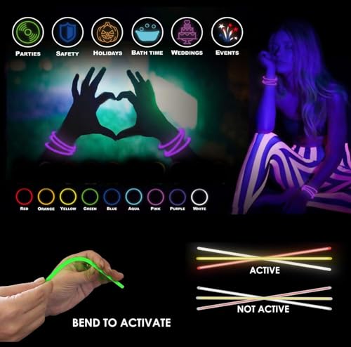 Image of Crackles Pipe Glow in The Dark Party Favors Glow Stick Light Up Pop Tubes Happy Birthday Decoration for Girls Boys (Glow Sticks)- (Pack of 50) Multicolors