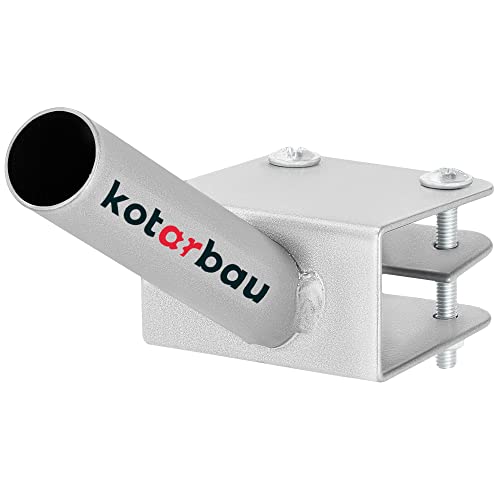 KOTARBAU® Support de drapeau 1 compartiment pour une hampe - Montage sur balustrade - 170 mm - Revêtement par poudre - Gris