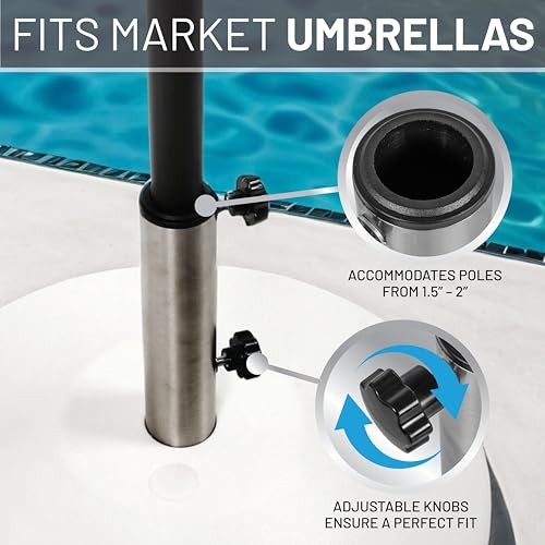 US Weight 80 Pound Free Standing Weighted Umbrella Base, White