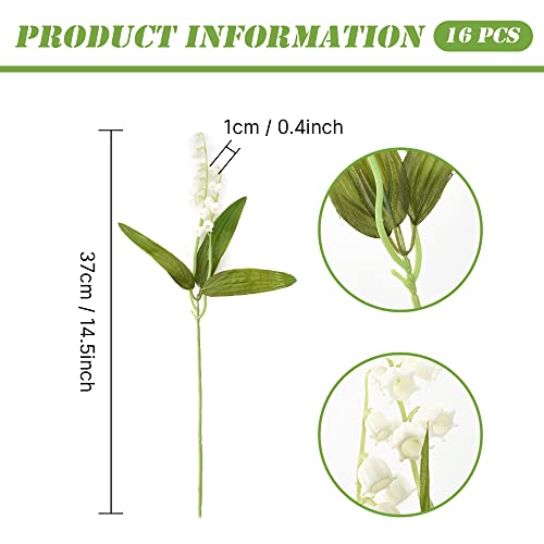 HUIANER 16PCS Artificial Lily of The Valley Flowers with Long Stem - Image 2