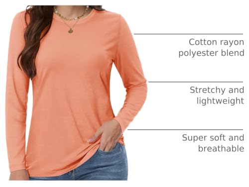 Image of YUCOLEN Long Sleeve Shirts for Women Cotton Crew Neck Casual Tops Fall