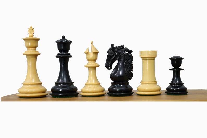 The Persian Knight - Set di scacchi di lusso in legno di ebano e bosso naturale con 2 regine extra, 11,2 cm King Triple Weighted