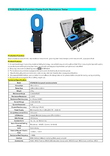 ETCR2200 medidor pinza amperimétrica de alta precisión para fugas, sensor de corriente de fuga AC con pinza, medidor de corriente AC (ETCR2200) miniatura 5