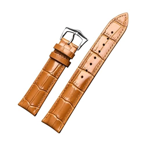 Bracelet de montre hommes femmes en cuir marron clair 14mm boucle acier agate style