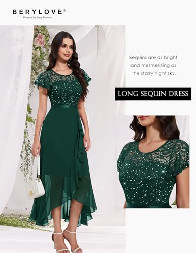 Image of BeryLove Formal Dresses for Women 2026 Wedding Guest with Slit Cocktail Elegant Lace Long Prom Dress