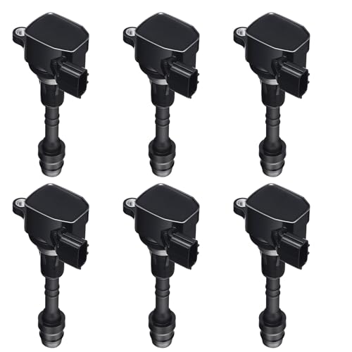 Image of Set of 6 UF349 Ignition Coil Pack Compatible with Nissan Frontier Maxima NV1500 /2500 /3500 Compatible with Infiniti QX4 I35 Replaces 3340082Z10 C1406 5C1403 5C1793 GN10242 1788296