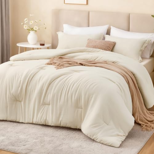 Loves cabin Beige Twin/Twin XL Comforter Set 2-Piece Prewashed Bed Set with 1 Comforter (66 x 90 in) & 1 Pillowcase Lightweight & Breathable for All Seasons