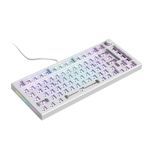 Glorious Gaming - GMMK PRO Barebones Custom Keyboard (ANSI USA) Compact 75% Keyboard with Knob, White Aluminum, DIY Mechanical Keyboard Kit, TKL, Hotswap, Cherry MX Style, Backlit RGB, USB-C Removable