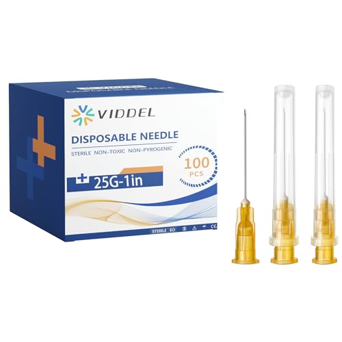 100 Pack 25 G 1 inch Luer Lock for Science Laboratory, Refilling Liquid, Inks, Individually Packaged