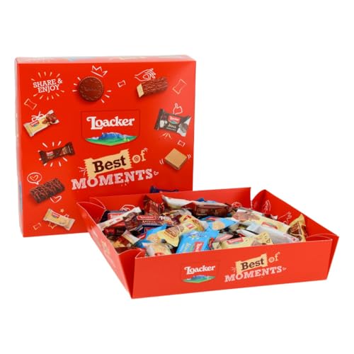 Loacker The Best of 600g, Edizione 2025, Confezione Regalo 100% Nocciole Italiane in un Mix di Bontà a Base di Cioccolato al Latte, Fondente e Bianco, Party Box per Merenda, Snack e feste, 67 pezzi