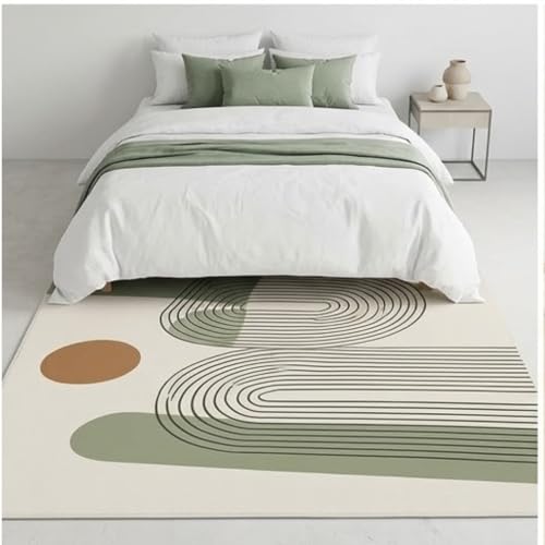 Image of HOMETHREADS Modern Light Luxury 5x7 Feet Area Rug | 11mm Thick Soft Anti-Fatigue Cushioned Carpet with Non-Slip Backing for Living Room, Bedroom, Studio, Lounge & Entrance (U Green, 210x160cm)