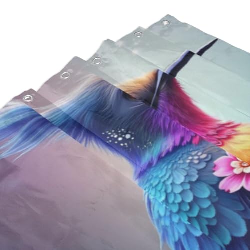Rideau de douche anti-éclaboussures tissu opaque oiseaux colorés 152x183 cm - 4