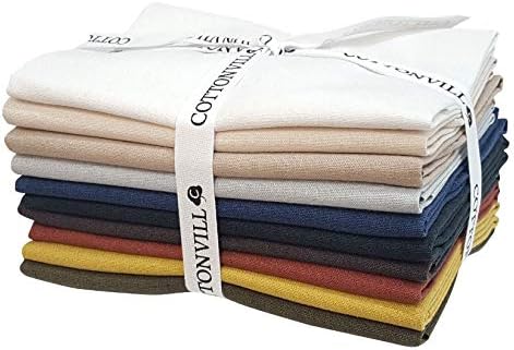 COTTONVILL 11COUNT Linen Blend Solid Bio Washing Fabric (Quarter 10pcs, 01-Haze)