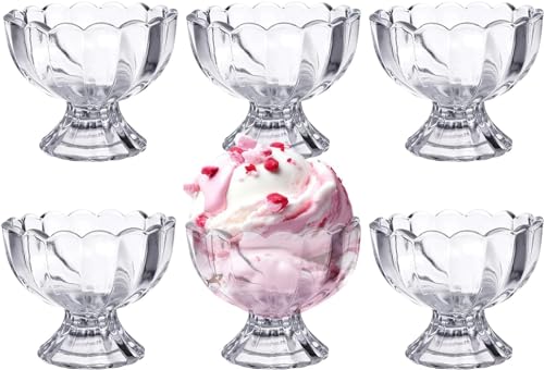 Image of MARTVIA 300ML Ice Cream Glasses Cups Dishes for Desserts, Milkshake,Fruit and Pudding Glass Serving Bowls, Perfect for Home, Restaurants and Parties Dishwasher Safe (Lotus Cups- A, Set of 6)