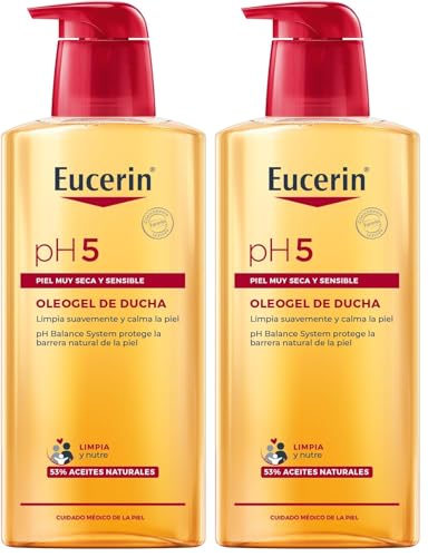 Eucerin pH5 Oleogel de ducha (400 ml), aceite limpiador corporal con aceites naturales para una limpieza diaria suave y nutritiva, aceite para ducha para toda la familia, piel seca y sensible