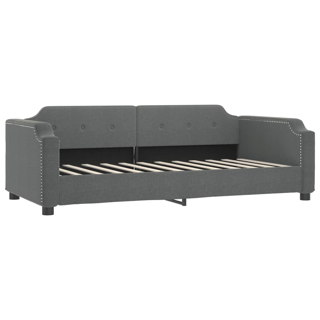 Rozkładane łóżko dzienne, ciemnoszare, 90 x 190 cm, obicie materiałowe, sofa 2 w 1 z 2 szufladami, wytrzymała rama łóżka do pokoju gościnnego, salonu lub sypialni