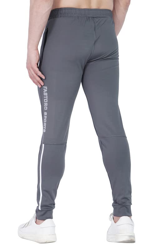 Image of Men's Unique Design Comfortable Polyester Solid Logo Print Regular Fit Track Pants /Trouser /Lower for Boy (Color:-Grey,Size:-L)