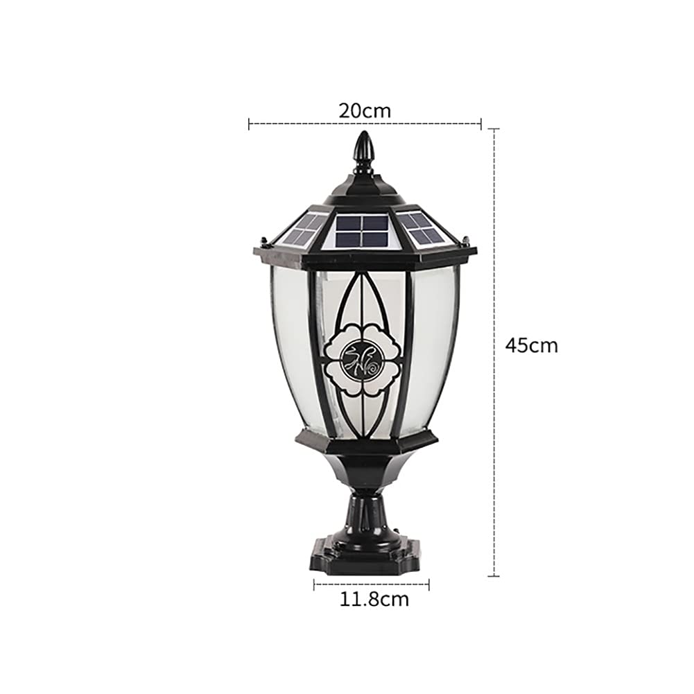 Lampy słupkowe na zewnątrz, oświetlenie ogrodowe, oświetlenie talii, solarne światła słupkowe, zewnętrzne, ogrodowe, wodoodporne, solarne światło ogrodzeniowe, LED, światło słupkowe, na słupki, taras, ogrodzenie, filar, ścieżkę (kolor: czarny, rozmiar: