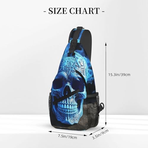 Mochila tipo sling negra con diseño de calavera miniatura 2