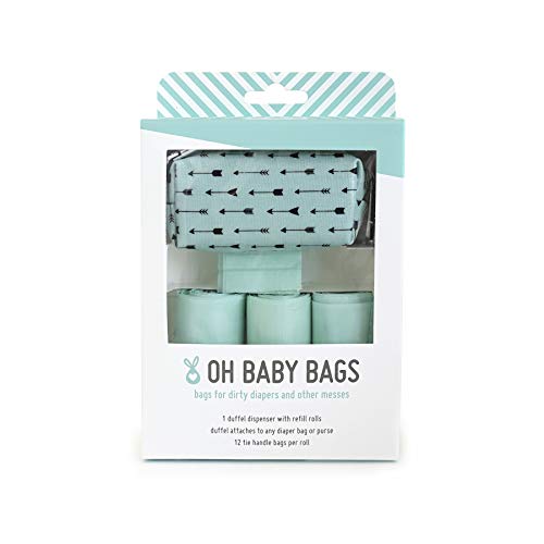 Image of Oh Baby Bags Sea Arrow Dirty Diaper Bag Dispenser, Clip On Bag Holder Attaches to Any Diaper Bag, 48 Count Large Tie Handle Bags