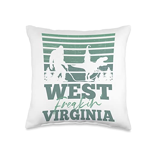 West Virginia Bigfoot walking T-Rex Gnome Freakin Funny WV Throw Pillow
