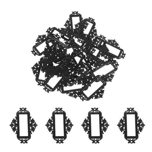 TOGEVAL Portatarjetas Metálico Vintage para Cajones y Armarios 24 Unidades Marco para Etiquetas de Cajón Negro Ranuras para Tarjetas de Identificación Organizador para Oficina
