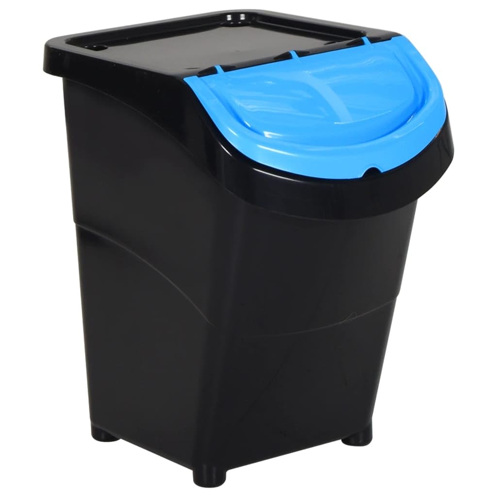 vidaXL Poubelles empilables avec couvercles 3 pcs Noir PP 120 L