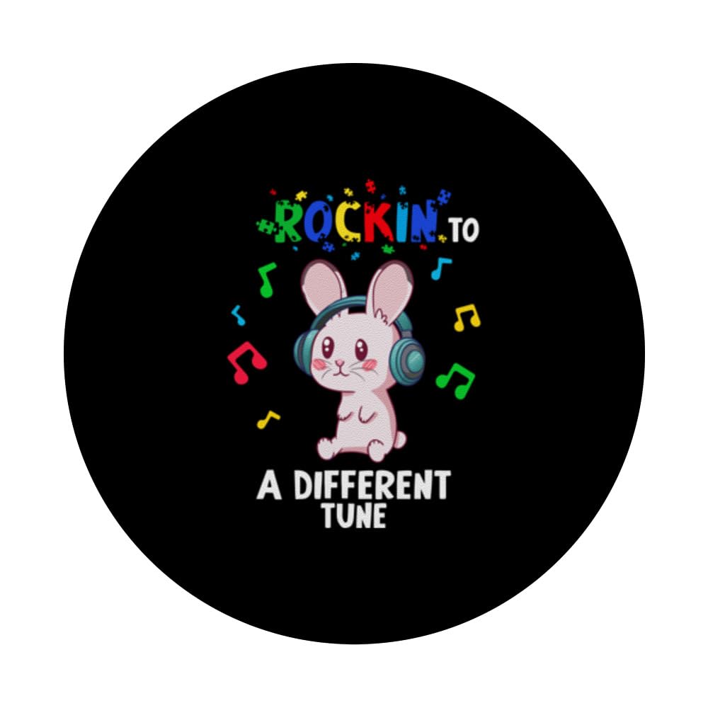Rockin' to a Different Tune Autism Warrior PopSockets Swappable PopGrip, Black - Image 3
