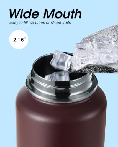 Image of Coolflask 40 oz Water Bottle Insulated with Straw & 3 Leakproof Lids