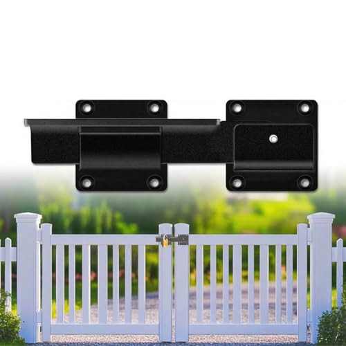 Bhanboth Heavy-Duty Flip Gate Lock with Padlock Hole, 7.5 Inch Black Metal Gate Latch, 4mm Thick Outdoor Gate Hardware for Fence, Shed, Barn, Pool, Garage, Wood & Vinyl Gates