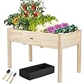 ZSYWODFO 48x24x30in Raised Garden Bed,Elevated Wooden Horticulture Planter Box with Legs Standing Growing Bed for Backyard/Patio/Gardener,210lb Capacity-Natural