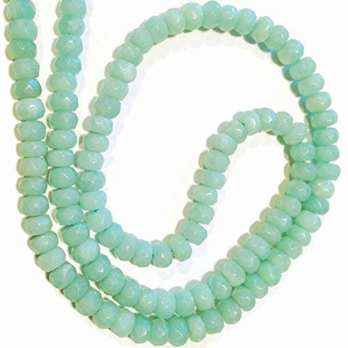Amazonite naturelle facettée 5mm en fil de 20cm grade AA pour création de bijoux