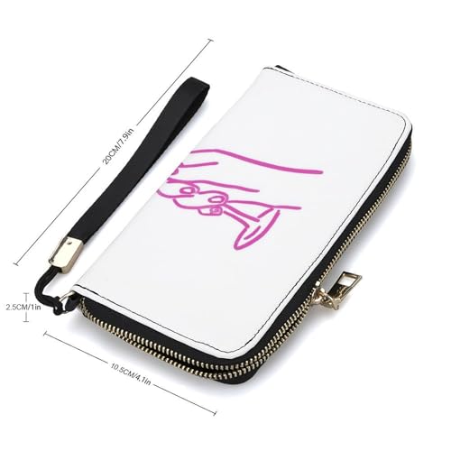 Hand Holding A Wine Glass PU Leather Clutch Long Bifold Wallet, Coin Purse Credit Pass Case, Durable Card-Holder Money Storage for Women Men2