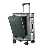 GIIYOEW Maleta de Mano Maleta de Cabina de Viaje Liviana Maletas de Equipaje sin Cremallera 20 Pulgadas con Soporte para Tazas de Ruedas compartmen-Laptop,Verde,20in