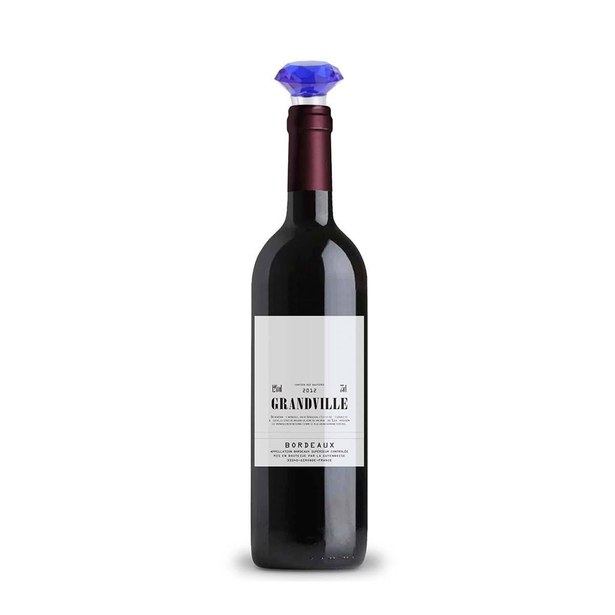 Tapón de vino tinto de cristal, sellador de botellas de metal con silicona