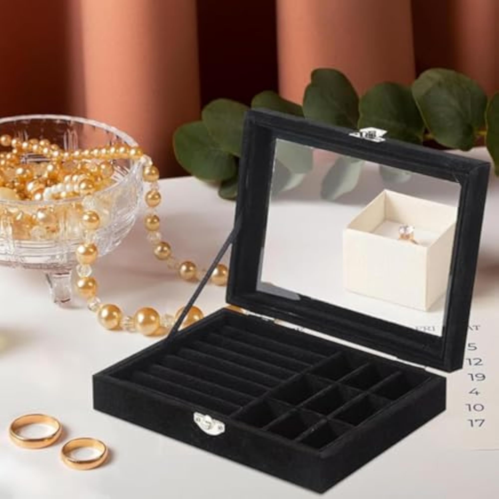 Portable Travel Jewellery Organizer Box with Mirror