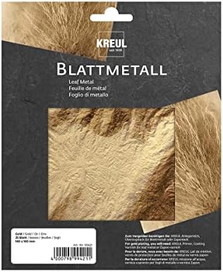 KREUL 619220 Art Deco Leaf, Refining Wood, Glass, Paper, Canvas, polystyrene, Wax, Ceramic, Metal, Leather and Stone, Approx. 14 x 14 cm, 6 Sheets in Gold