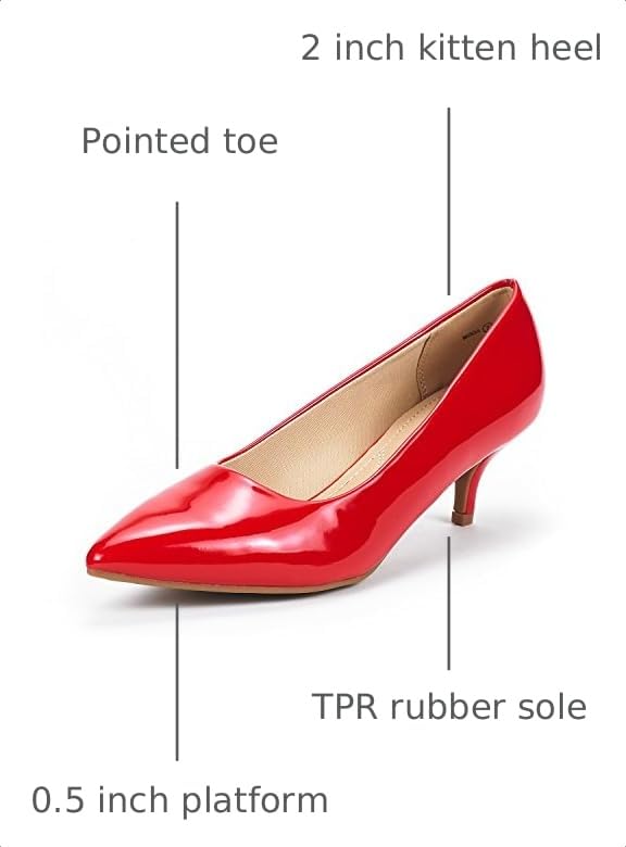 DREAM PAIRS Women's Pumps Kitten Pump Heel Shoes,Red/Pat,5.5 - image 3