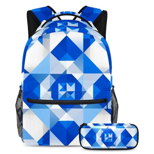 Sac à dos drapeau bleu ado et trousse d'école grand volume