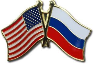 USA and Russia Flag Die-struck Metal Friendship Lapel Pin with Butterfly Clasp Closure