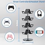 Controller Holder 4 Tier,Headphone Stand for Xbox PS5 PS4 | Classical "W" shape,Adjustable,Gamepads and headset storage,For Gamer,Black,Stable,Gaming gift