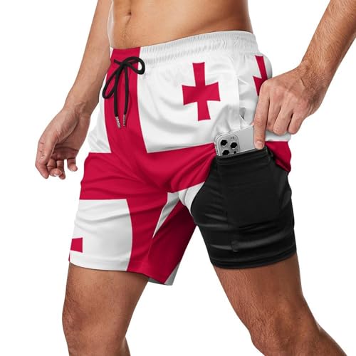 Georgia Flag Men's Summer Casual Shorts Holiday Beach Shorts Relaxed Fit for Men Swimming Trunks2