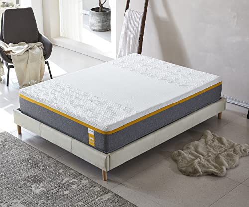 sensoreve Set aus Matratze + Lattenrost (140 x 200 cm) - Matratze Ypsilon (fest) 28 cm Latex Naturlatex & Memory-Schaum + Lattenrost Holz stabil & robust Stoffbezug weiß Cover