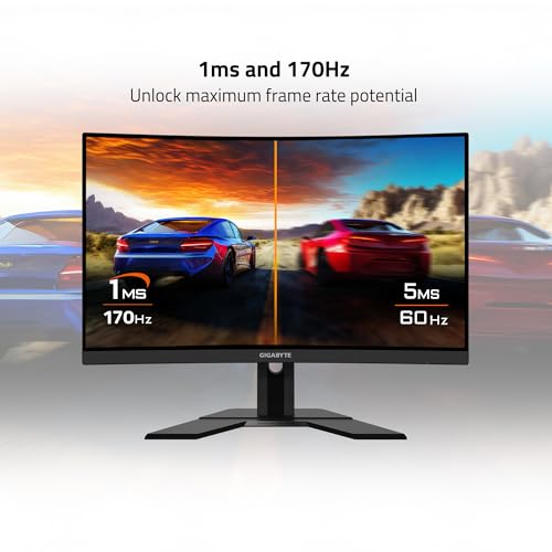 Image of GIGABYTE G27FC Advanced (27 inch 165Hz 1080P Curved Gaming Monitor, 1920 x 1080 VA 1500R Display, 1ms (MPRT) Response Time, 91% DCI-P3, FreeSync Premium, 1x Display Port 1.2, 2X HDMI 1.4)