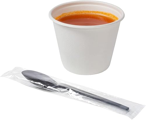 Miniatura 11 de Basic Nature - Cucharas compostables envueltas de 6.5 pulgadas, 250 cubiertos a base de plantas envueltos individualmente, para alimentos calientes