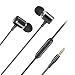 Yongfa Metal Earphones with Microphone Volume Control In-Ear Earbud Headphones Noise Isolating Earbuds for iPhone iPad iPod Samsung (Black)